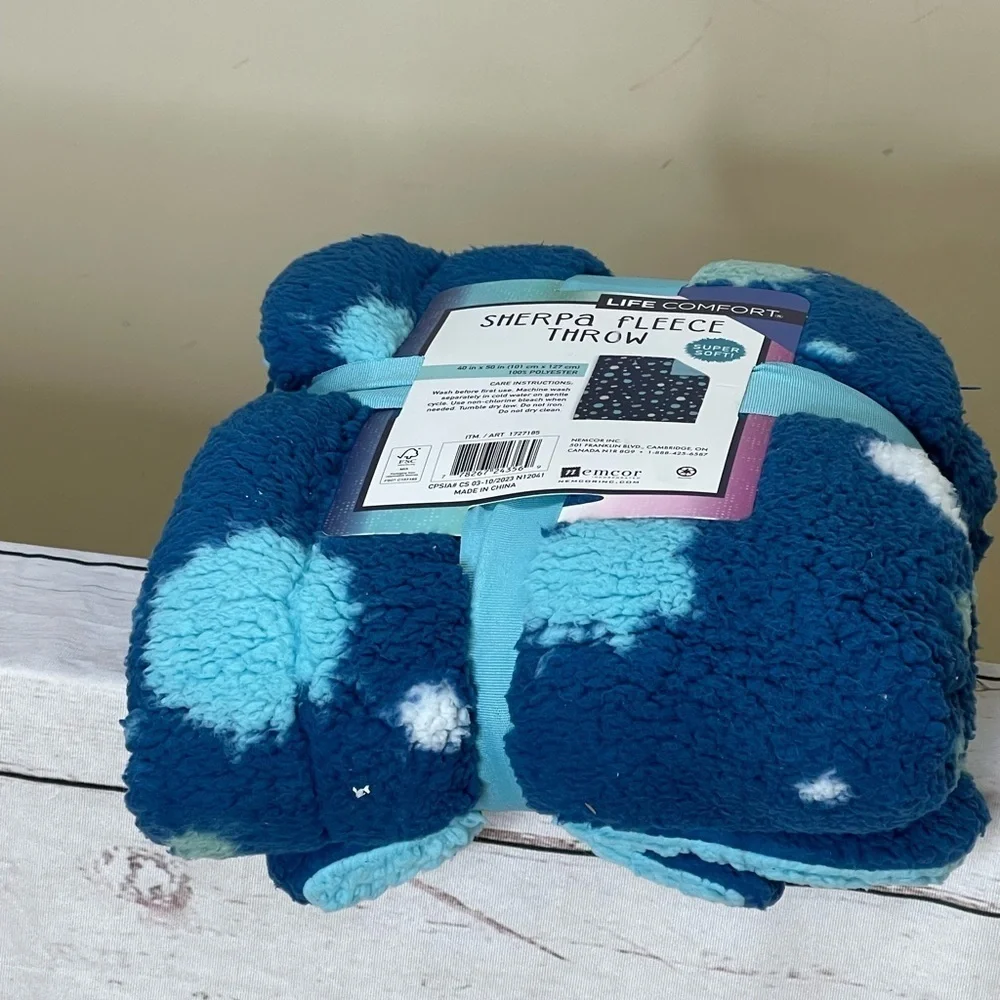 Sherpa Fleece Throw - Blue